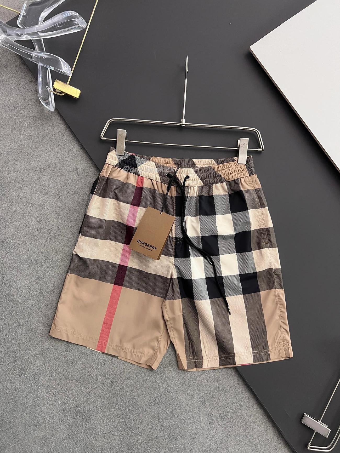 Burberry Check Drawcord Swim Shorts Archive Beige (3) - newkick.vip